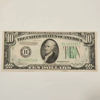 1934 A New York $10 LGS Light Green Seal Federal Reserve Note  - Image 1 of 2