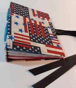 Handarbeit Junk Journal oder Tagebuch Stoffeinband patriotisch rot weiß blau - Bild 1 von 7