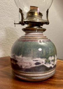 Vintage Studiokeramik Öllampe signiert Mims - Tropfglasur Keramik Lampenfuß - Bild 1 von 8