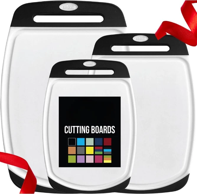 Set 3 tablas de cortar reversibles sin BPA con ranuras y borde antideslizante Foto 1 de 4