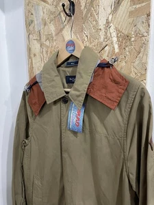 Paul Smith Jacket Mens Medium Two-Tone Pack Away Parka Jacket Khaki Green Orange - Picture 1 of 7