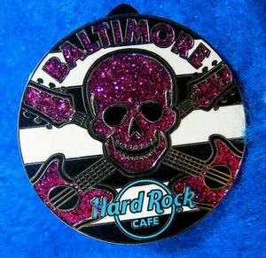 BALTIMORE GLAM ROCK SERIES PURPLE PIRATE SKULL CROSS GUITARS Hard Rock Cafe PIN - Picture 1 of 1