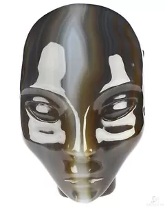 4.2" Premium Brazilian Agate Hand Carved Fairy Elf Alien Crystal Skull - Picture 1 of 8