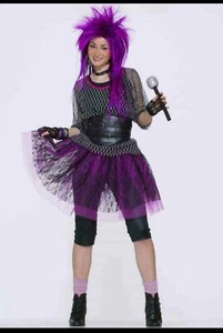 Funky Pop Star 80's Madonna Cyndi Lauper Fancy Dress Up Halloween Adult Costume - Picture 1 of 6