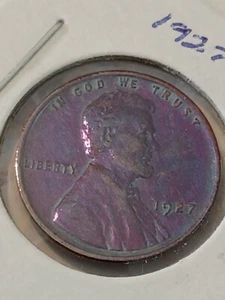 wheat penny 1927 LINCOLN CENT RED BU RAINBOW TONE NICE Purple UNC - Bild 1 von 8