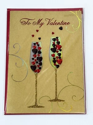 Papiro Día de San Valentín Tarjeta de Felicitación Gafas Adornadas Corazón Estrás Amor Foto 1 de 2