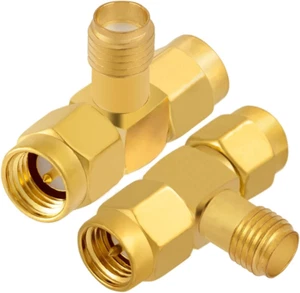 2 Stück SMA Adapter 3 Wege Splitter T Form SMA Buchse auf Dual Stecker Splitter - Bild 1 von 7