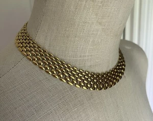 Gorgeous Vintage Napier Signed Costume Jewelry Necklace 16” Choker Gold Tone - Picture 1 of 6