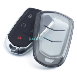 Black Transparent Key Fob Case Cover For Cadillac XT4 XT5 XT6 CT6 ATS CTS XTS - Picture 1 of 8