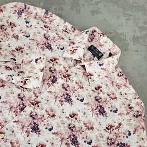 New & Lingwood Pattern Shirt Men's 15.5 White Red Floral Cotton Formal Button-Up - Picture 1 of 10