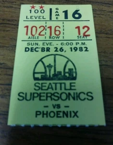 1982 NBA Basketball Seattle Supersonics vs Phoenix Suns Dec.26 Ticket Stub - Picture 1 of 2