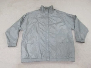 Haband Womens Jacket XL Gray Button Up Windbreaker Nylon Tudor Court - Picture 1 of 14