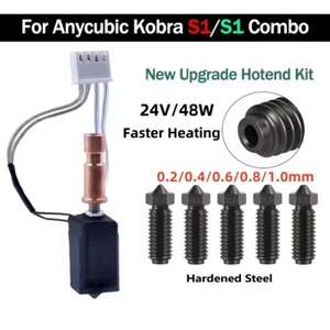For Anycubic Kobra S1/S1 Combo 3D Printer Hotend Kit Harded Steel Nozzle 0.2-1.0 - Foto 1 di 32