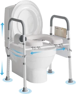 Raised Toilet Seat with Handles, FSA/HSA Eligible Toilet Seat Risers for Seniors - Picture 1 of 6