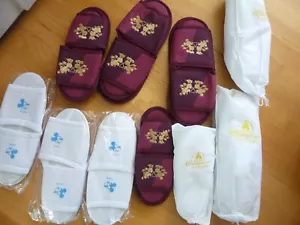 Disneyland Hotel Slippers From Tokyo, Shanghai, and Hong Kong - 10 Pairs - New - Picture 1 of 11