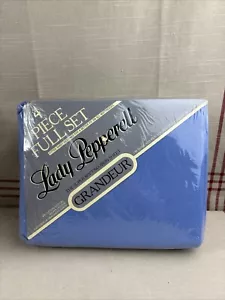 Lady Pepperell Percale Blue Solid FULL 4 Piece Sheet Set Made in USA New Sealed - Picture 1 of 12