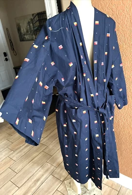 VINTAGE SEARS THE MEN'S STORE,  Flag ROBE, Blue One Size Fits Most xbbc - Image 1 of 4
