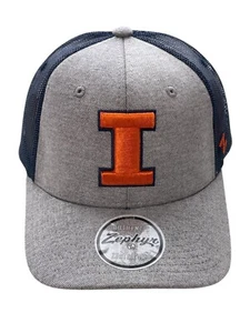 Zephyr Illinois Fighting Illini Baseball Cap OS Mesh Snapback Gray Navy Blue NEW - Picture 1 of 6