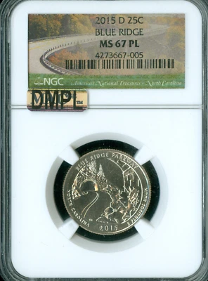 2015 D BLUE RIDGE PARKS QUARTER NGC MS67 PL MAC DMPL RARE  . - Image 1 of 2