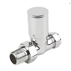 Verona Chrome Straight Manual Radiator Valves 15mm x 1/2" 2 Pack - Picture 1 of 1