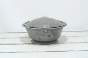 Antik 1800er Primitive ""NEU KINK"" Teigschüssel bedeckt große Metall Blechschüssel - Bild 1 von 12