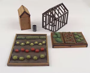 WWS Allotment Garden 5 Pcs Set - Shed Greenhouse Railway Modelling Diorama - Picture 1 of 11