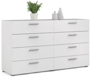 White 8-Drawer Double Dresser with Silver Handles - Picture 1 of 11