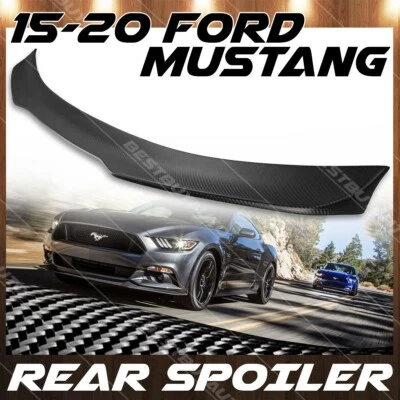 Rear Trunk Wing For 15-21 Ford Mustang Matte Carbon Fiber B Style Spoiler Lid - Image 1 of 4