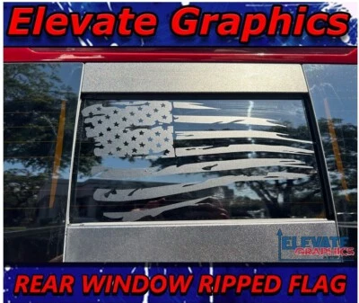 Calcomanías de vinilo calcomanías gráficas bandera ventana trasera rayas GMC Sierra 2019-2025 Foto 1 de 4