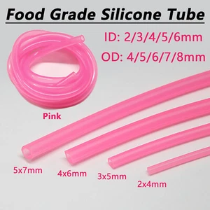 Pink Silicone Tube Hose Pipe Food Grade Soft Rubber Flexible Tubing 2mm-8mm - Picture 1 of 7