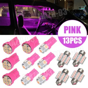 13x Pink Car LED Lights Interior Package Kit For Dome License Plate Lamp Bulbs - Picture 1 of 17