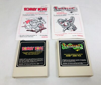 Coleco Donkey Kong Venture Atari 2600 Carts W Manuals Tested Working - Image 1 of 4