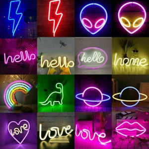 Neon LED Sign Light Wall night Light Colorful Room USB Bar Lamp Easter Art Decor - Picture 1 of 43