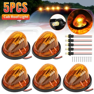 5X Luces LED marcadoras de techo de cabina con lente ámbar para 73-87 Chevy C10/20/30/50/60/70 GMC Foto 1 de 4