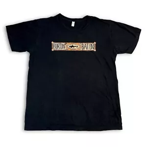 Camiseta negra con cabeza de pez perro Burton Baton para hombre con estampado gráfico grande algodón hecha en EE. UU. - Imagen 1 de 4