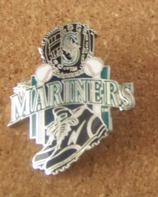 Seattle Mariners mitt balls spikes lapel pin 1995 MLB c43491 - Image 1 of 4