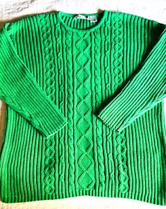 Suéter Pullover Acanalado Chaps Ralph Lauren Mujer XL Verde Cable Esquí De Colección - Imagen 1 de 18