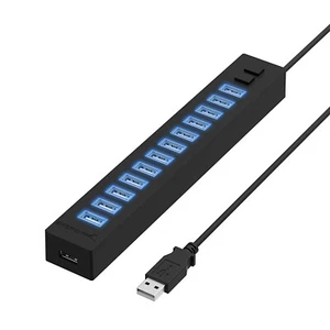Sabrent 13 Port High Speed USB 2.0 Hub with Power Adapter and 2 Switches HB-U14P - Picture 1 of 4