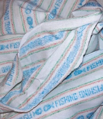 60s Fabric Remnant Scrap Cheater Script Jersey Cloth Material MCM Tube Novelty  - Image 1 of 4