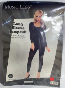 Music Legs Black Long Sleeve Full Body Jumpsuit, Adult Woman XS, Costume Parties - Picture 1 of 2