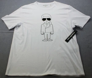Karl Lagerfeld Paris Herren weiß mit Charakter Anzug & Sonnenbrille SS T-Shirt neu mit Etikett XL - Bild 1 von 2