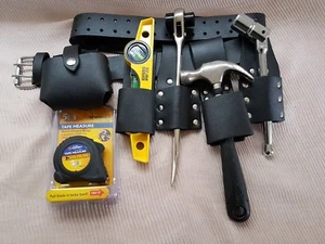 Cintura porta attrezzi in pelle per ponteggi martello con qualità 4 pezzi utensili resistenti - Foto 1 di 9