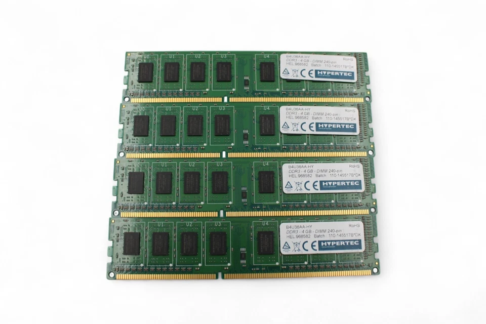 Lot of 4 x Hypertec 4GB DDR3 PC3-12800 1600MHz UDIMM Desktop RAM B4U36AA-HY - Image 1 of 4