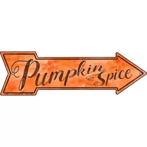 Insegna Freccia Metallo Novità Zucca Spezie Direzionale 17" x 5" Decorazione Parete - Foto 1 di 1