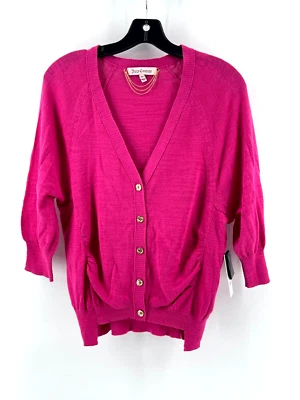Новый с Ярлыками Juicy Couture женщин розовый 3/4 рукав кнопка кардиган вязаный свитер размер XS - Изображение 1 из 4