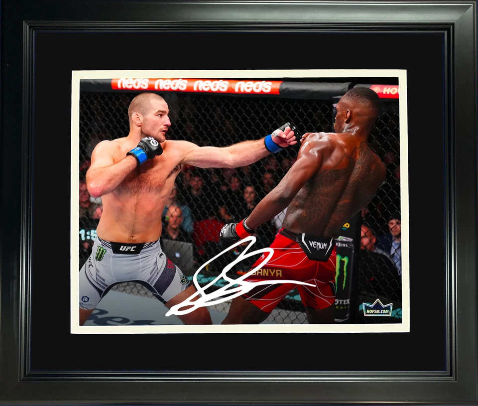 Foto enmarcada Sean Strickland UFC MMA facsímil grabado automático 12"x15" holográfica HOFSM Foto 1 de 1