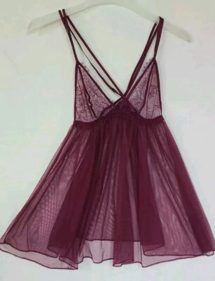 Victoria's Secret Lencería Babydoll Transparente Muy Sexy Chemise Borgoña Talla M (A3) Foto 1 de 4