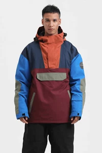 Gsou Snow Size Large Men's Orange & Blue Color-Block Insulated Snow Anoraks NWT - Picture 1 of 12