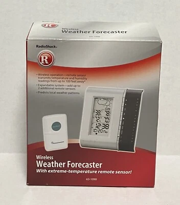 Radio Shack Funk-Wettervorhersage 63-1090 mit extremer Temperatur Fernbedienung Sensor OVP - Bild 1 von 4