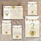 Wedding Invitations Personalised Rustic damask/bunting/sunflower packs of 10